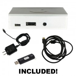 Power Supply, HDMI cable, and USB drive* included! 

*Drive pictured may differ (We provide 16GB!)